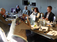 Dr David Mitchell and Professor Vincent Comerford with participants at the Gibson Hotel in Dublin.