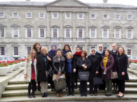 DPI participants at the Leinster House in Dublin with Caroline Kirby of the Irish Department of Foreign Affairs and Eleanor Johnson, Director of Programmes for DPI.