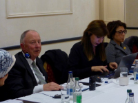 Mr Dermot Ahern, former Irish Foreign Minister, meeting with participants at the Ballymascanlon Hotel in Dundalk.