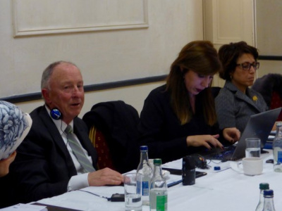 Mr Dermot Ahern, former Irish Foreign Minister, meeting with participants at the Ballymascanlon Hotel in Dundalk.