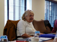 Ms Jane Morrice, Deputy Speaker of the first Northern Ireland Assembly and member of the Northern Ireland Women's Coalition, discusses women's political representation with participants at the Europa Hotel in Belfast.