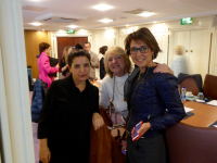 DPI participants: Ms Bejan Matur and Ms Gülseren Onanç with Ms Jane Morrice at the Europa Hotel in Belfast.