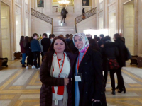 Ms Fadime Özkan and Ms Ayşe Koytak at the Stormont House in Belfast.