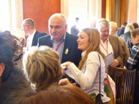 DPI Programmes Director Eleanor Johnson speaks with Sinn Fein representatives at Stormont House.