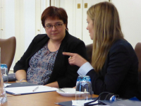 Ms Kate Beggs Head of the Political Liaison Unit for the Northern Ireland Office meets with DPI participants to discuss the British Government's role in the Good Friday Agreement at the Europa Hotel in Belfast.