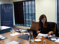 Ms Nurcan Baysal prepares for a meeting at the Europa Hotel in Belfast.