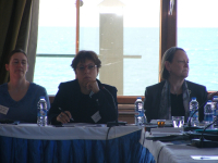 Speaker Kate Fearon, Moderator Asli Tunç and speaker Jane Connors, Chief of the Special Procedures Branch of the Office of the High Commissioner for Human Rights (UN)