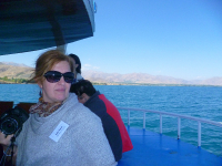 Esra Nurel on the boat to Akdamar Island